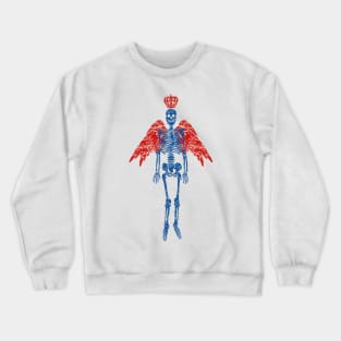 Print of skeleton with angel wings and crown Crewneck Sweatshirt